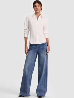 AMELIA BUTTON DOWN WITH LACE UP BACK