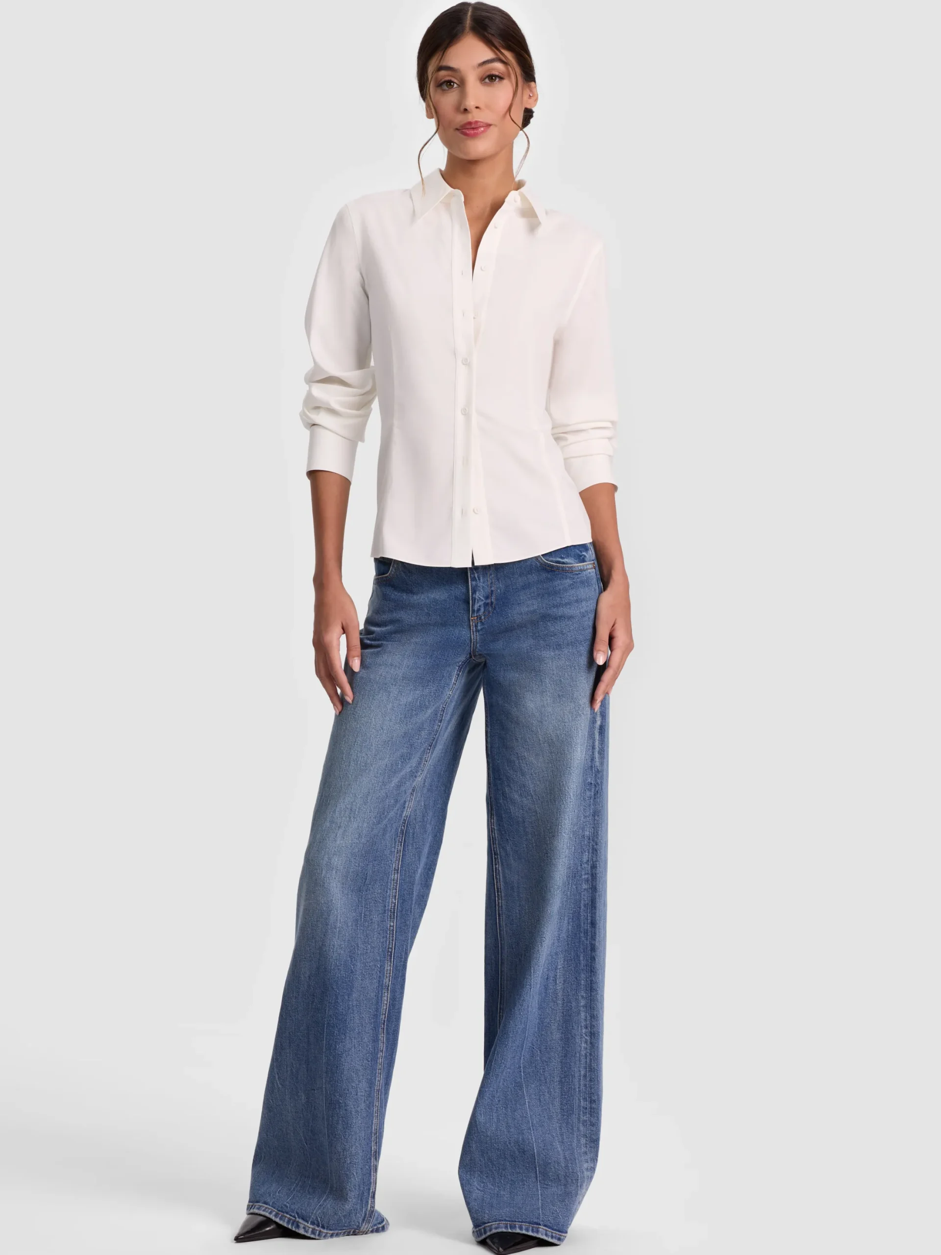 AMELIA BUTTON DOWN WITH LACE UP BACK