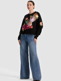 BELVA FLORAL JACQUARD CREWNECK