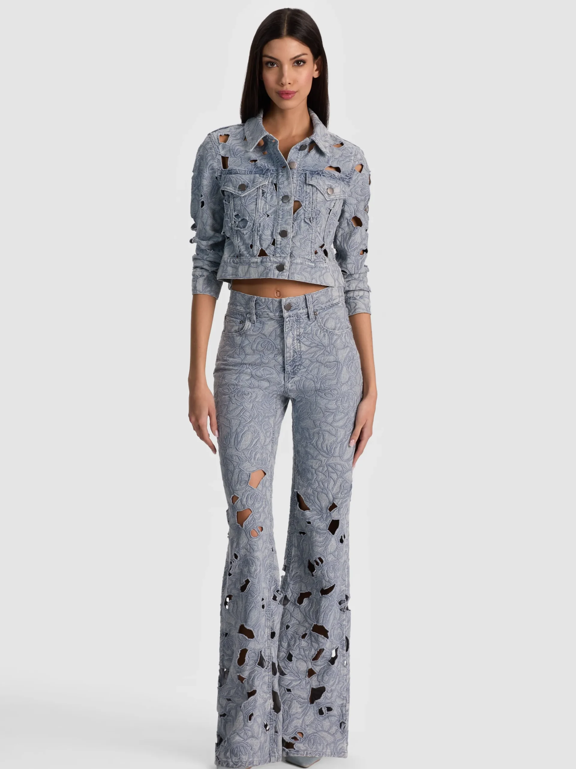 CHLOE LASER-CUT DENIM JACKET