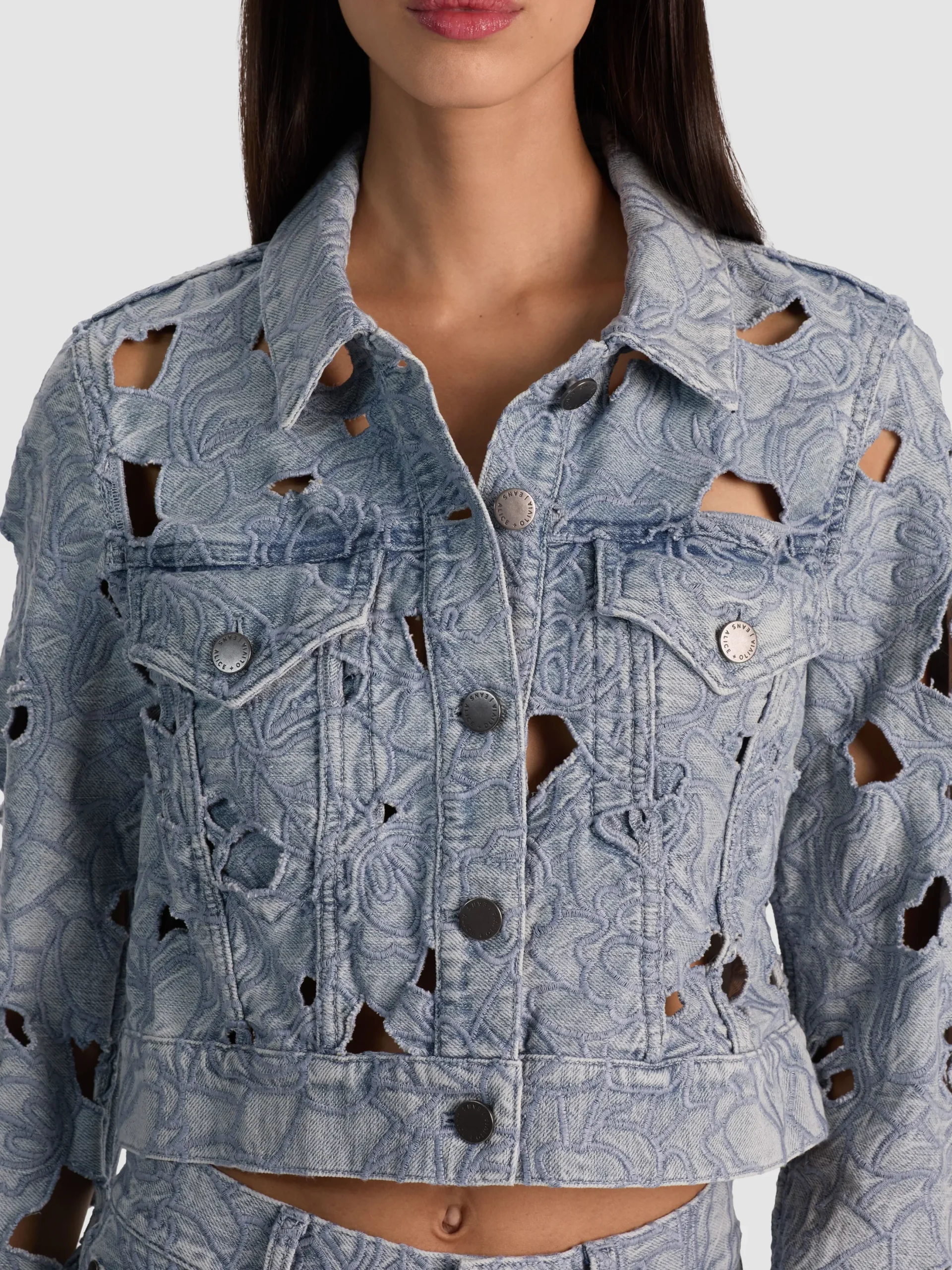 CHLOE LASER-CUT DENIM JACKET
