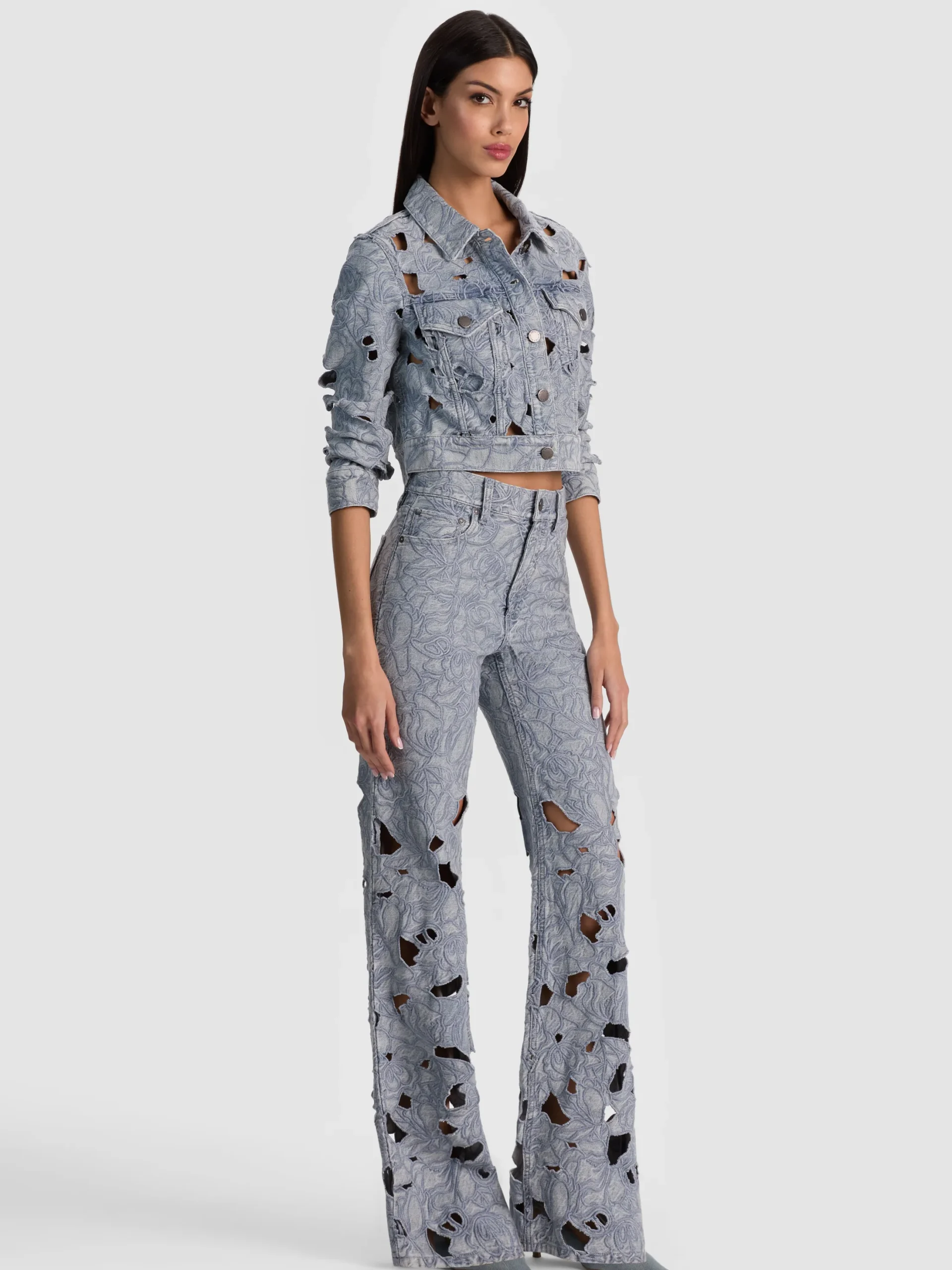 CHLOE LASER-CUT DENIM JACKET