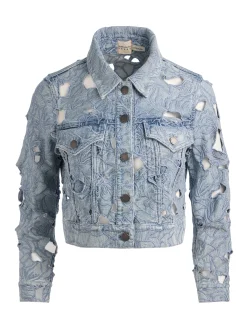 CHLOE LASER-CUT DENIM JACKET