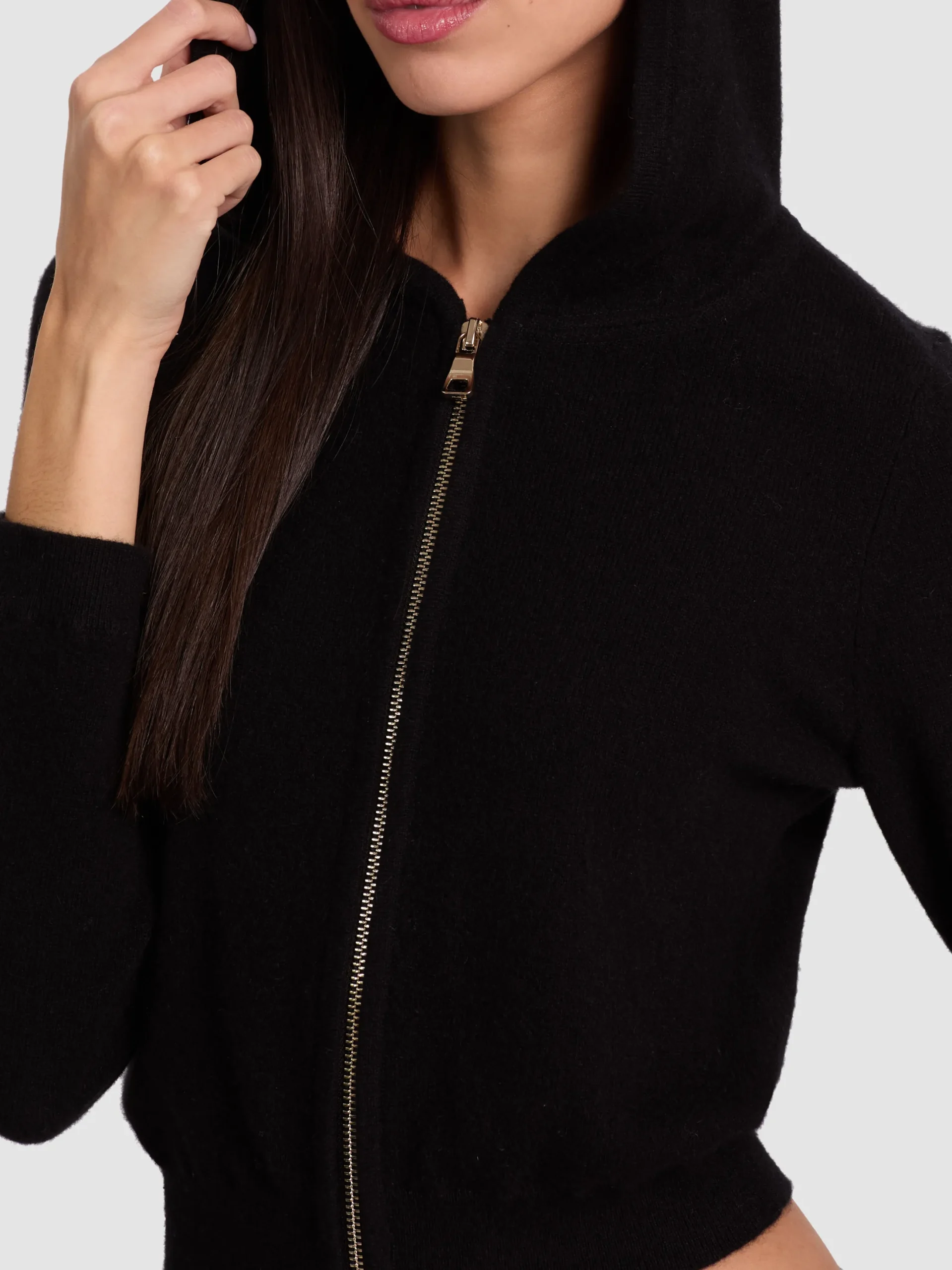 DOLLIE CASHMERE ZIP-UP HOODIE