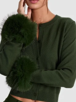 DOLLIE FAUX FUR CUFF CARDIGAN