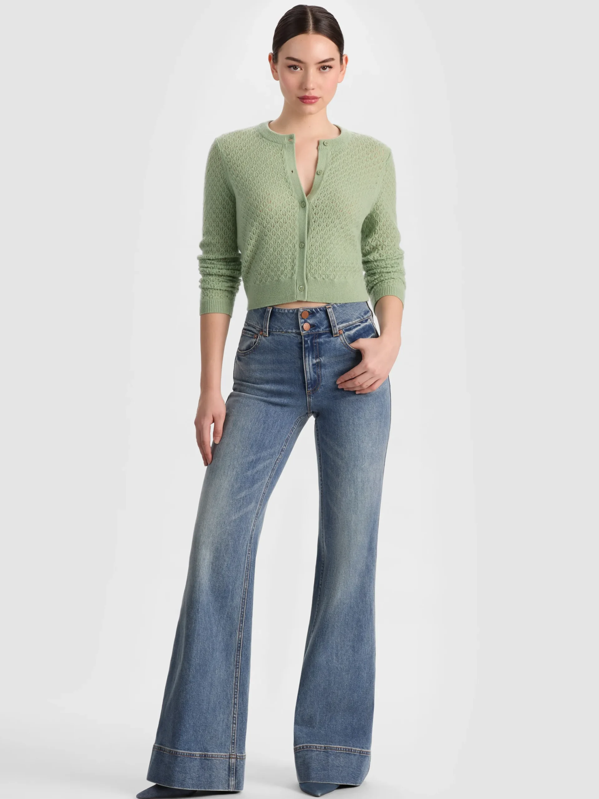 DOLLIE POINTELLE CASHMERE CARDIGAN