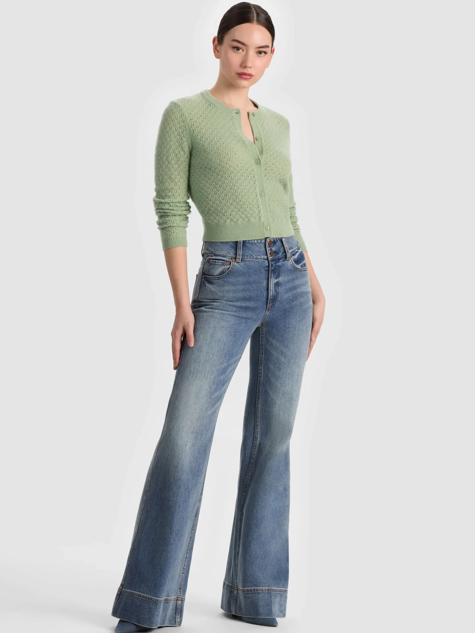 DOLLIE POINTELLE CASHMERE CARDIGAN