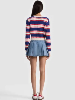 DOLLIE STRIPED CABLE CARDIGAN