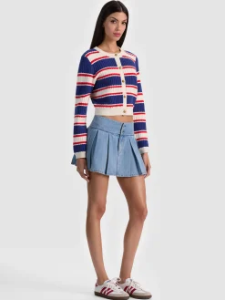 DOLLIE STRIPED CABLE CARDIGAN