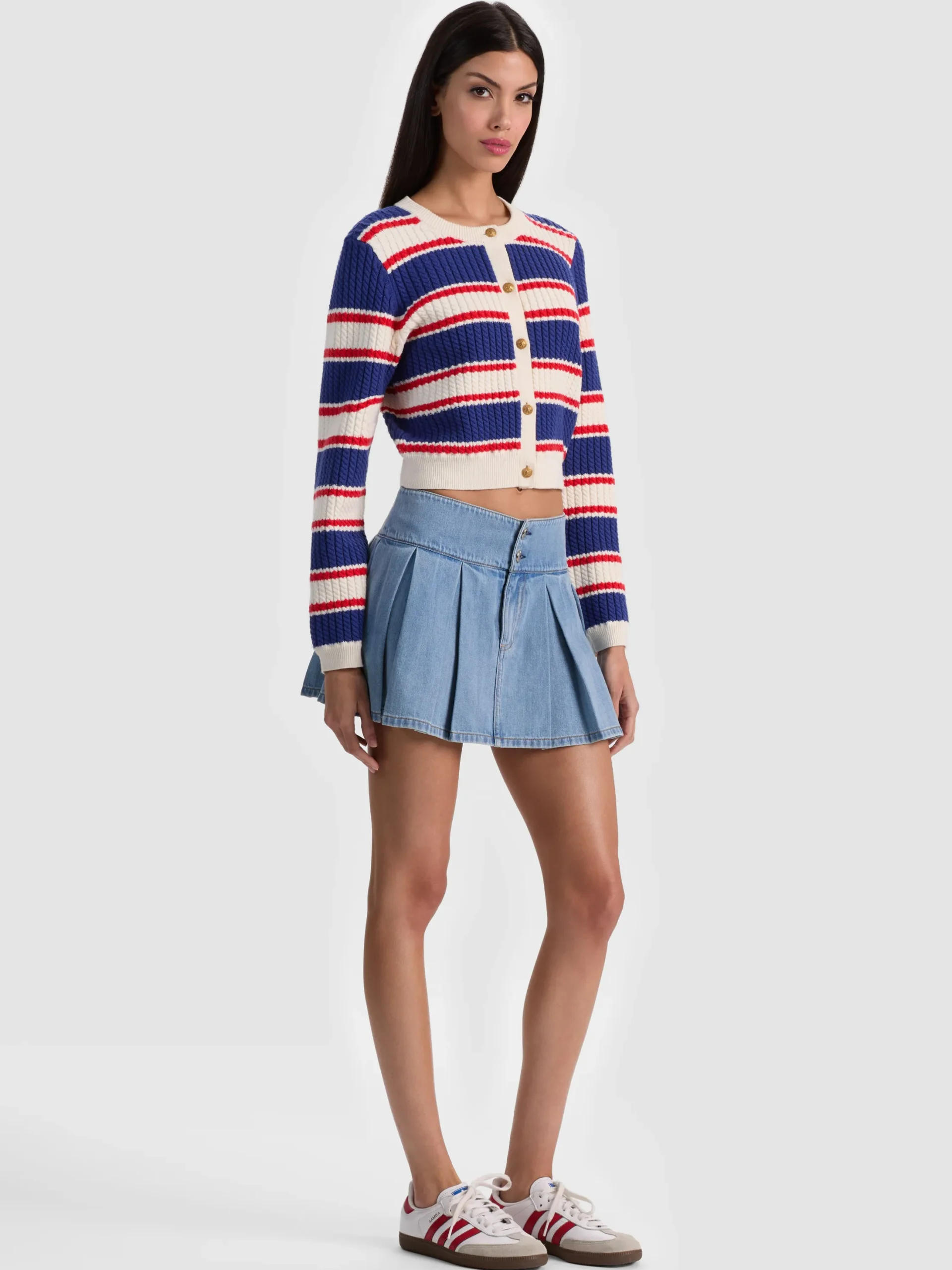 DOLLIE STRIPED CABLE CARDIGAN