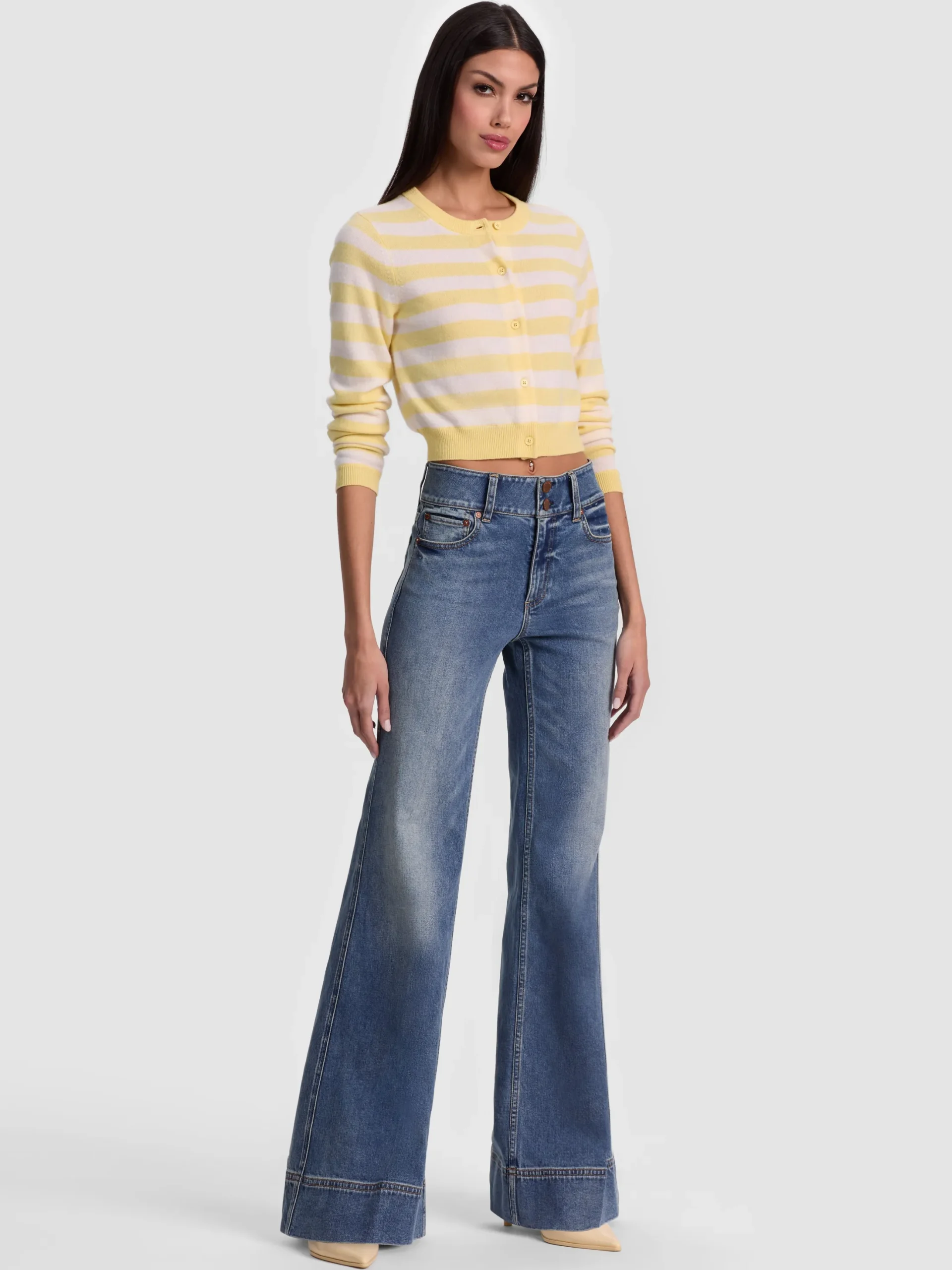 DOLLIE STRIPED CASHMERE CARDIGAN