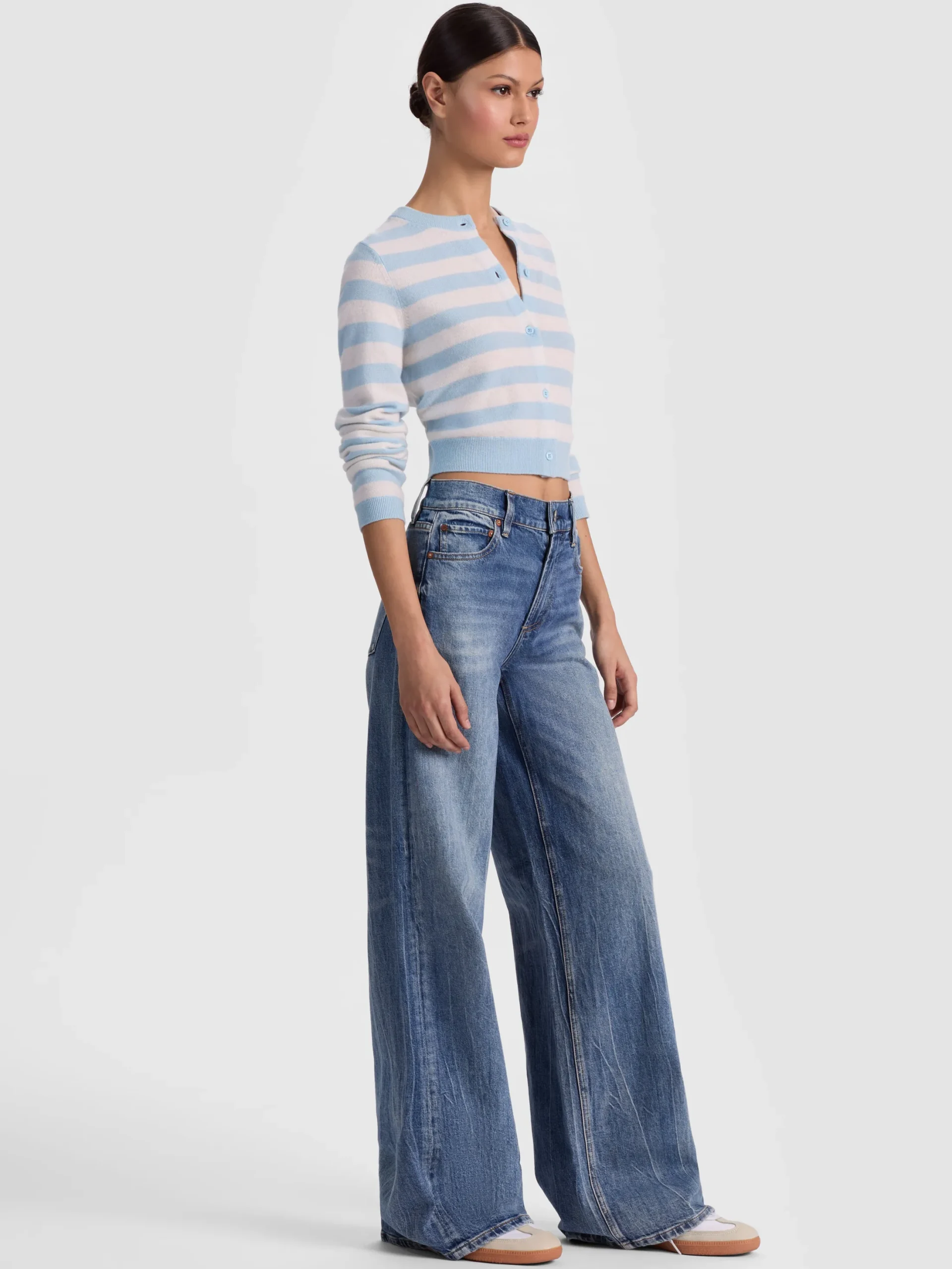 DOLLIE STRIPED CASHMERE CARDIGAN