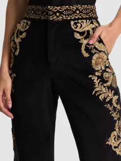 DYLAN EMBROIDERED VELVET PANT
