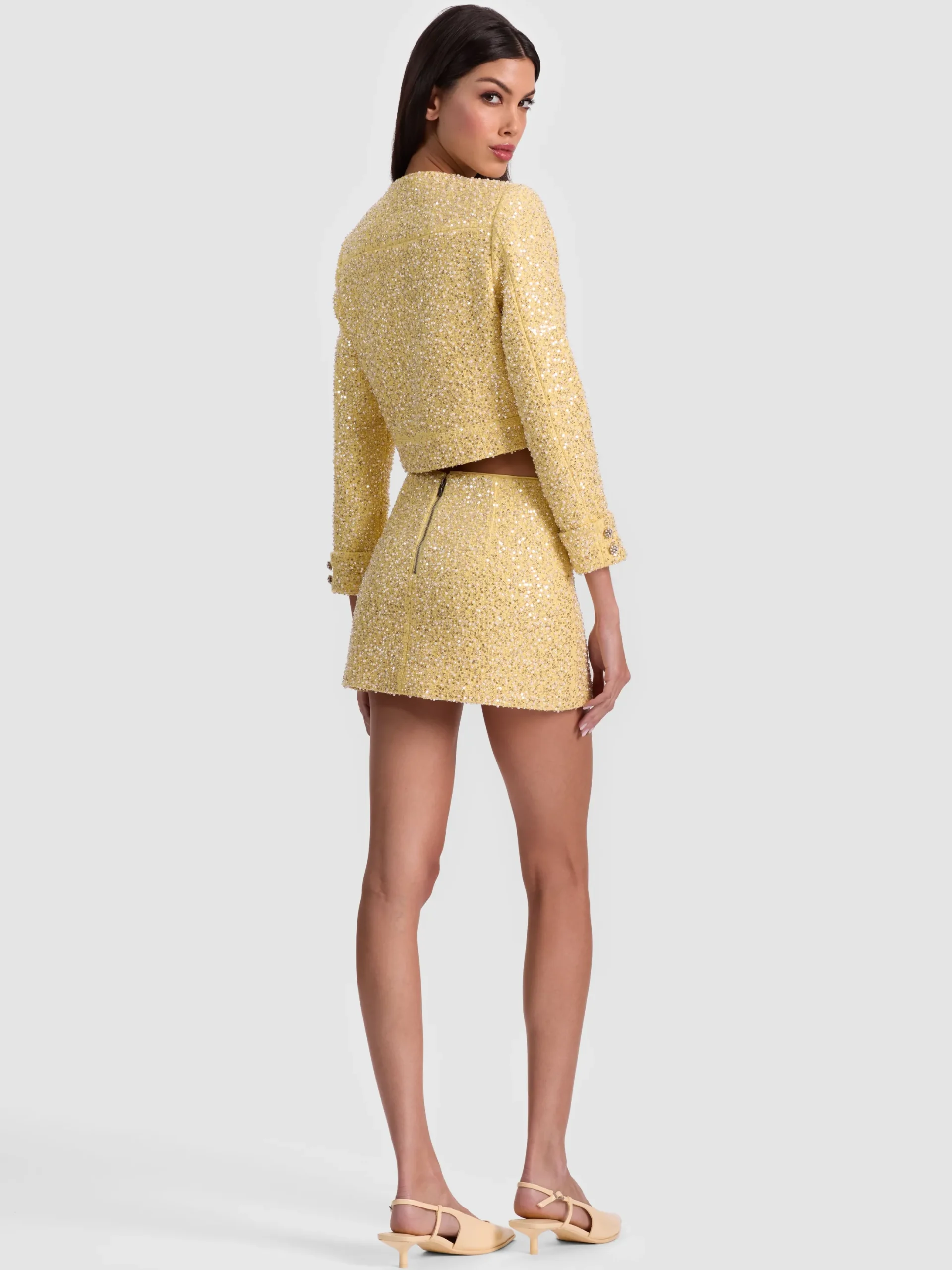 ECENIA EMBELLISHED TWEED MINI SKIRT