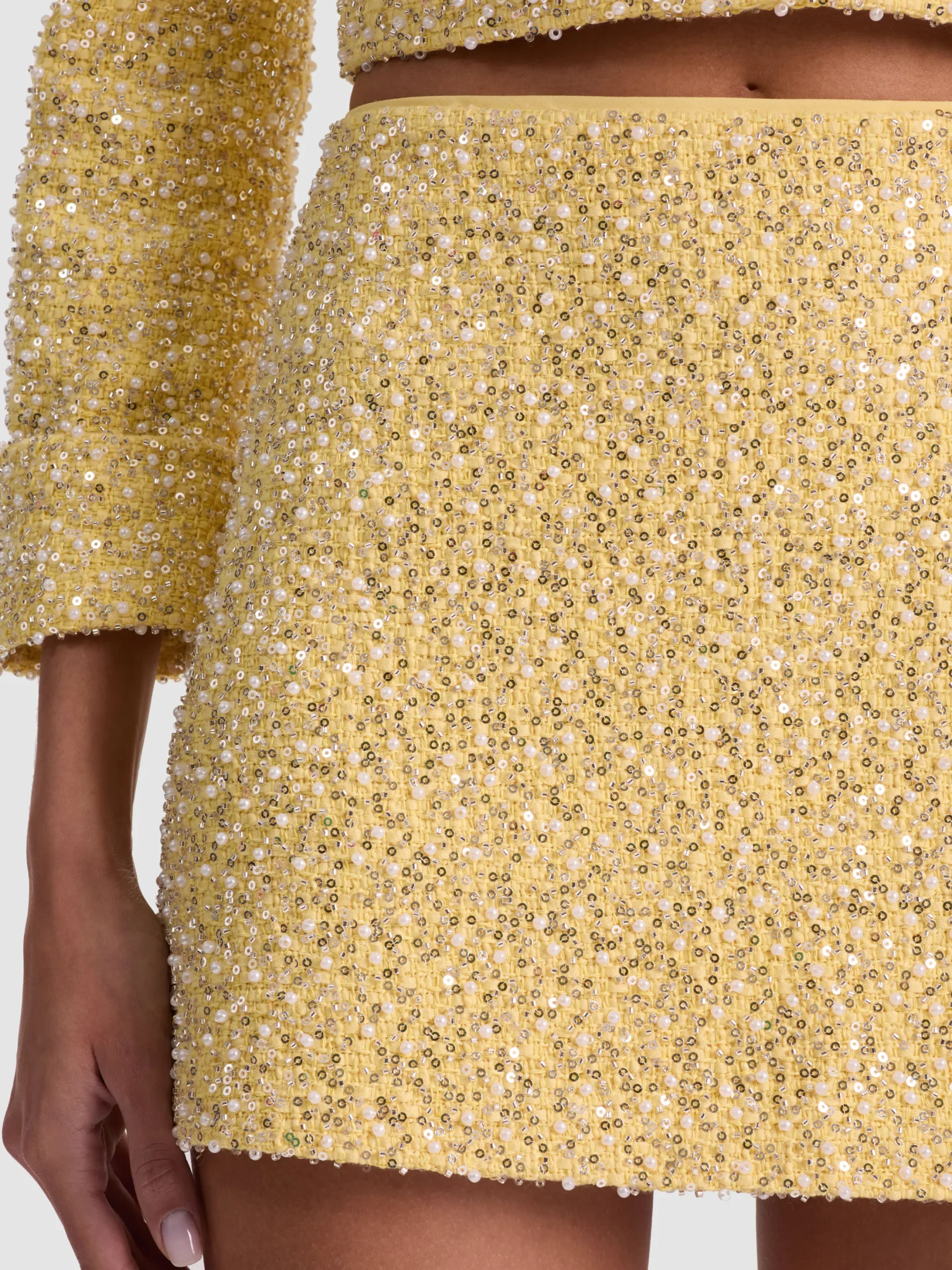 ECENIA EMBELLISHED TWEED MINI SKIRT