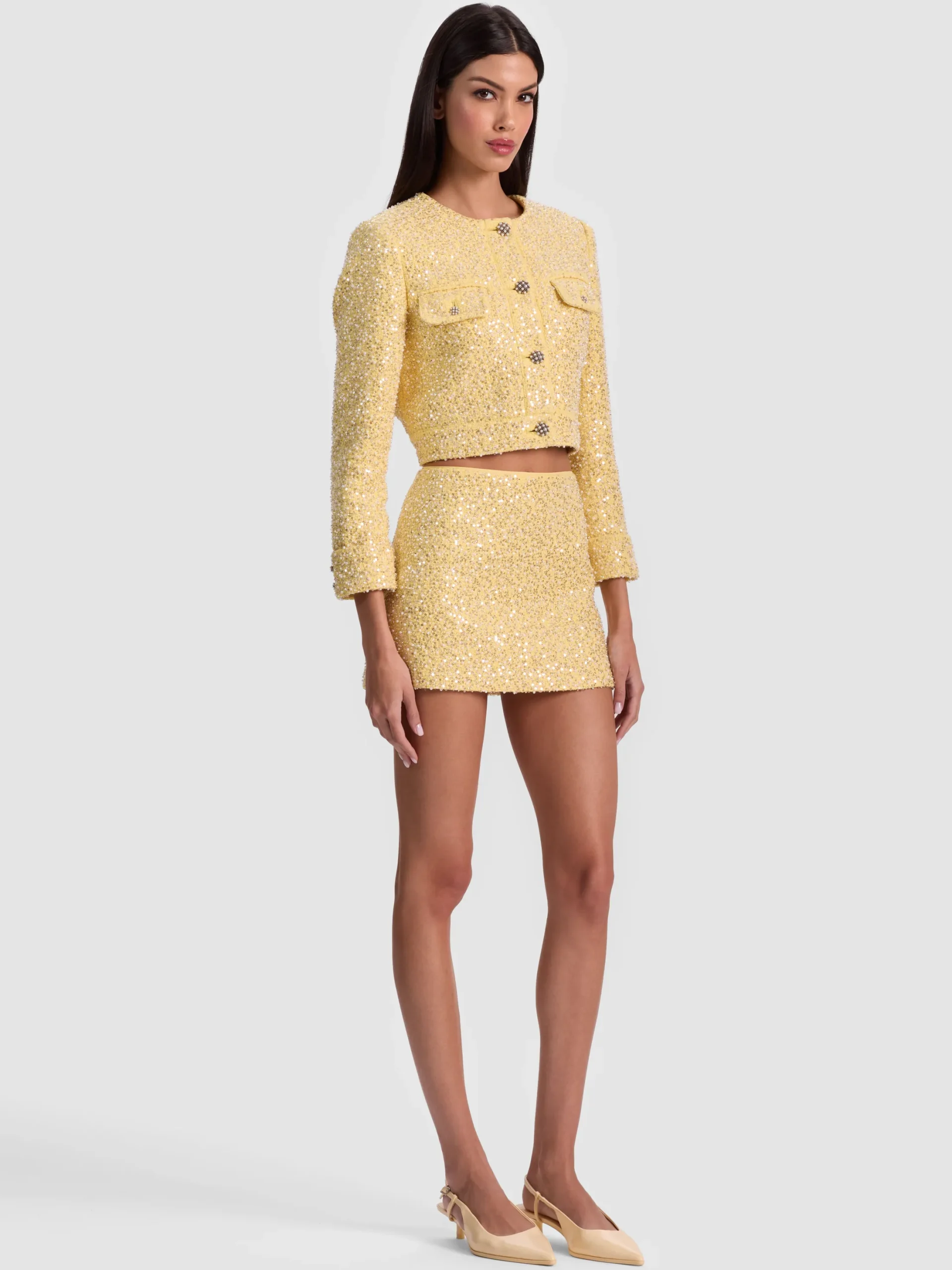 ECENIA EMBELLISHED TWEED MINI SKIRT