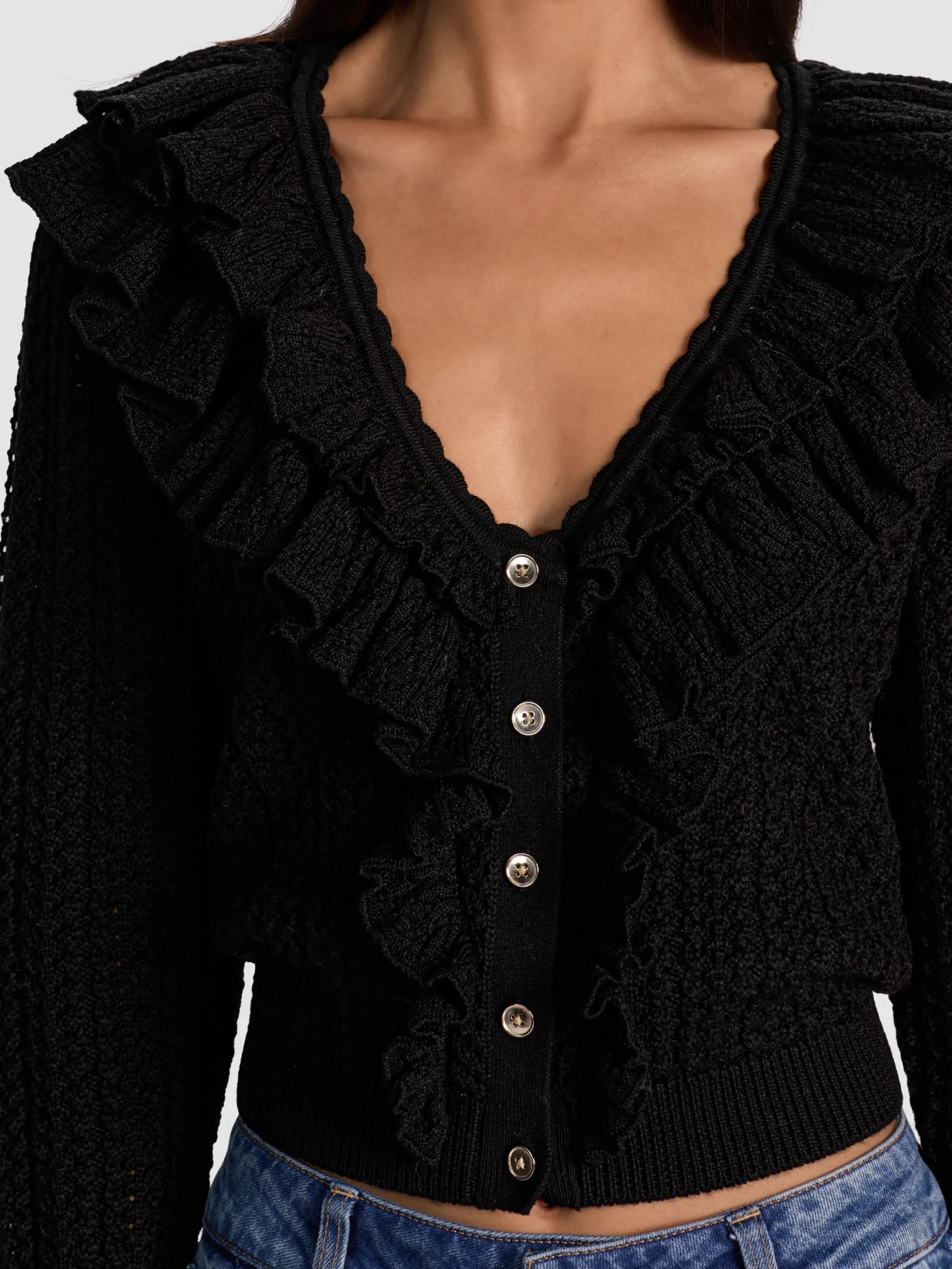 EILEEN RUFFLE CARDIGAN