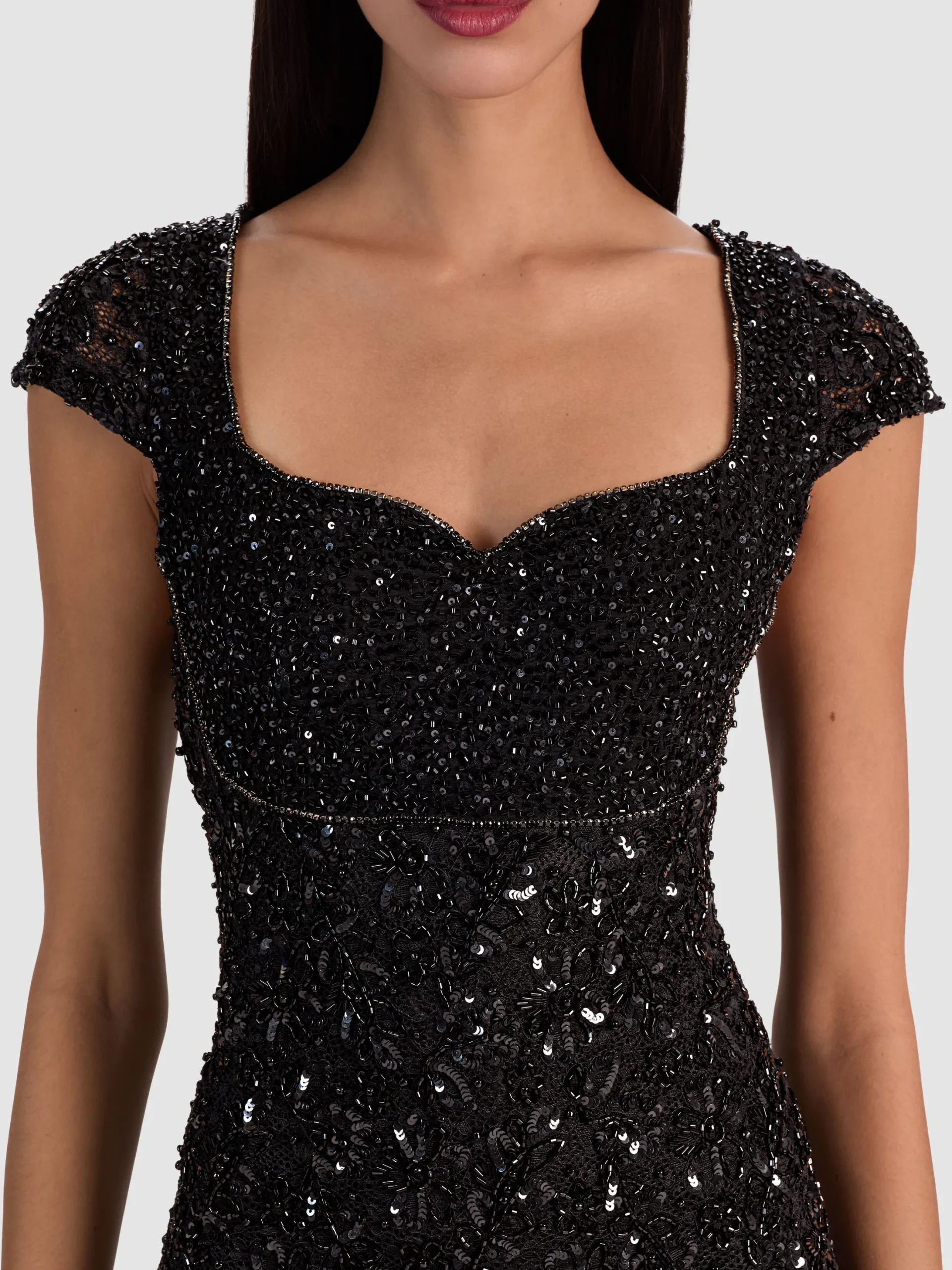 EVE EMBELLISHED LACE MINI DRESS