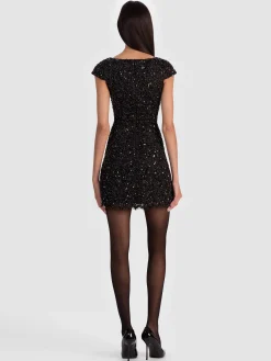 EVE EMBELLISHED LACE MINI DRESS