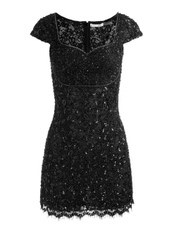 EVE EMBELLISHED LACE MINI DRESS