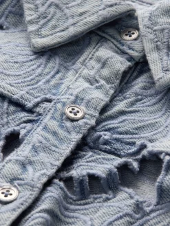 FINELY LASER-CUT DENIM SHIRT