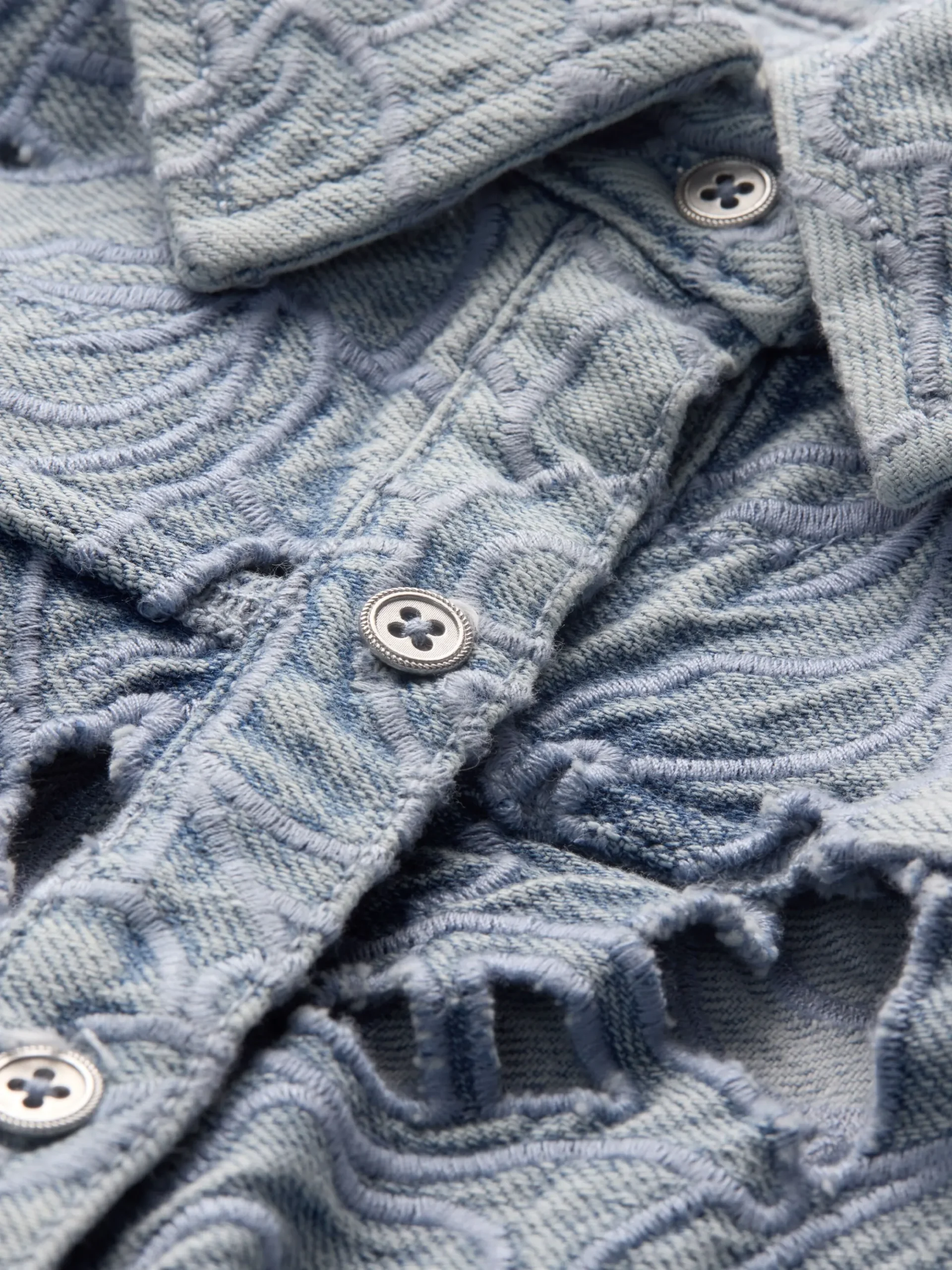 FINELY LASER-CUT DENIM SHIRT