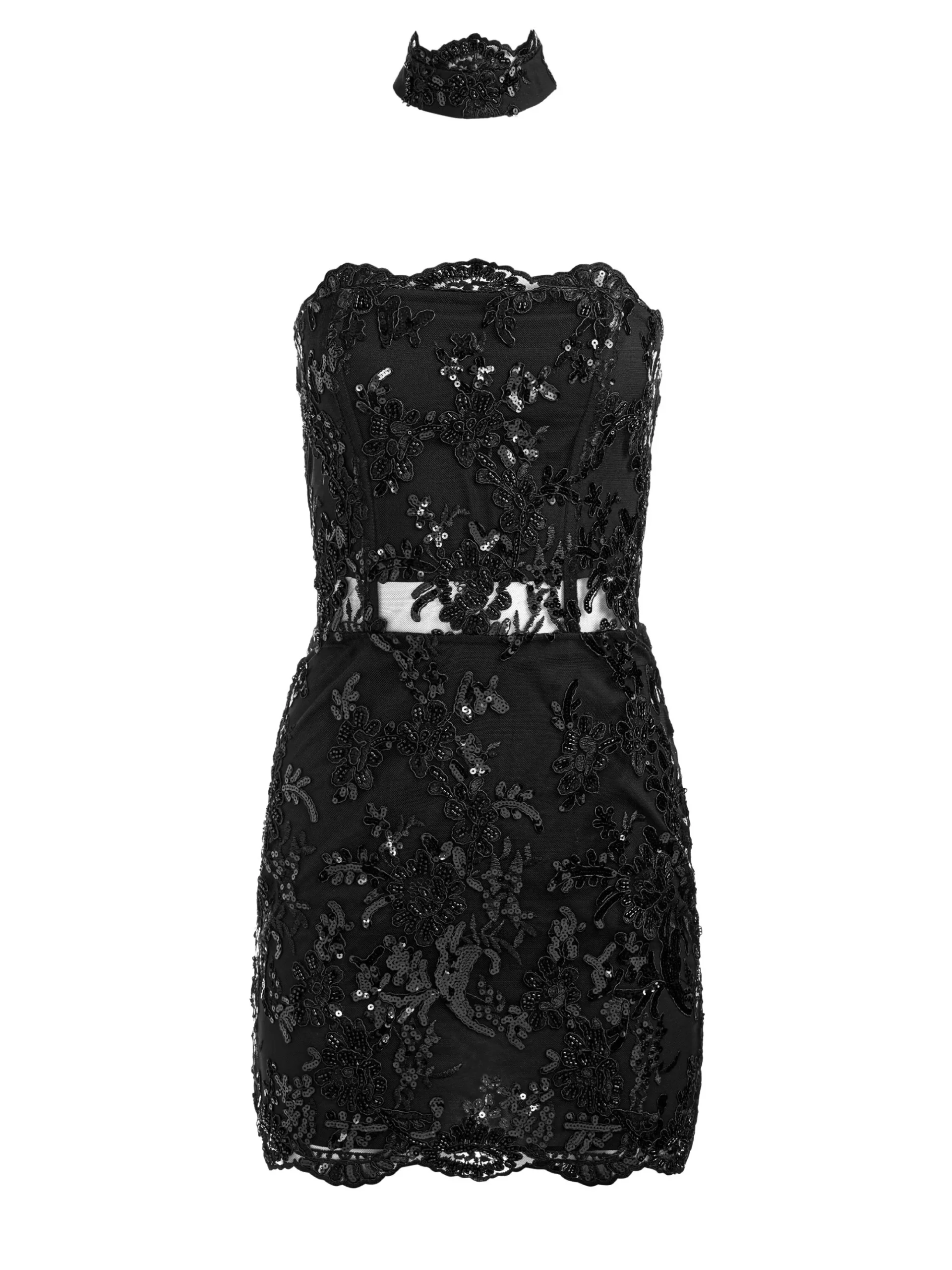 GEORGIE EMBELLISHED LACE MINI DRESS