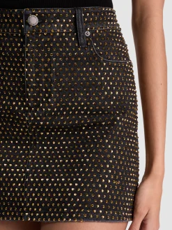 JOSS EMBELLISHED DENIM SKIRT