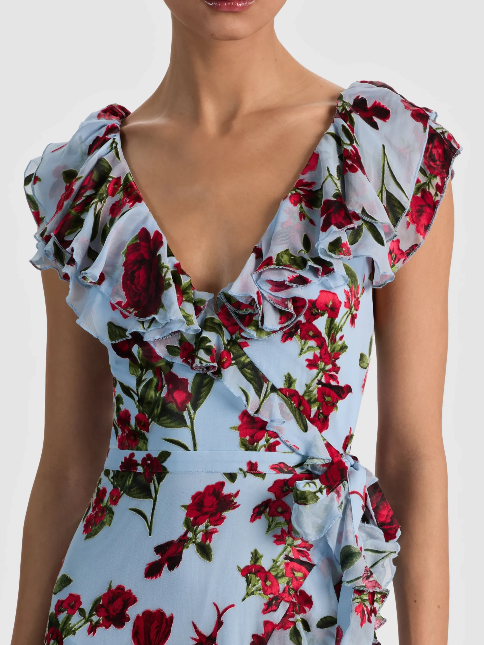 KRISTEN RUFFLE WRAP MAXI DRESS