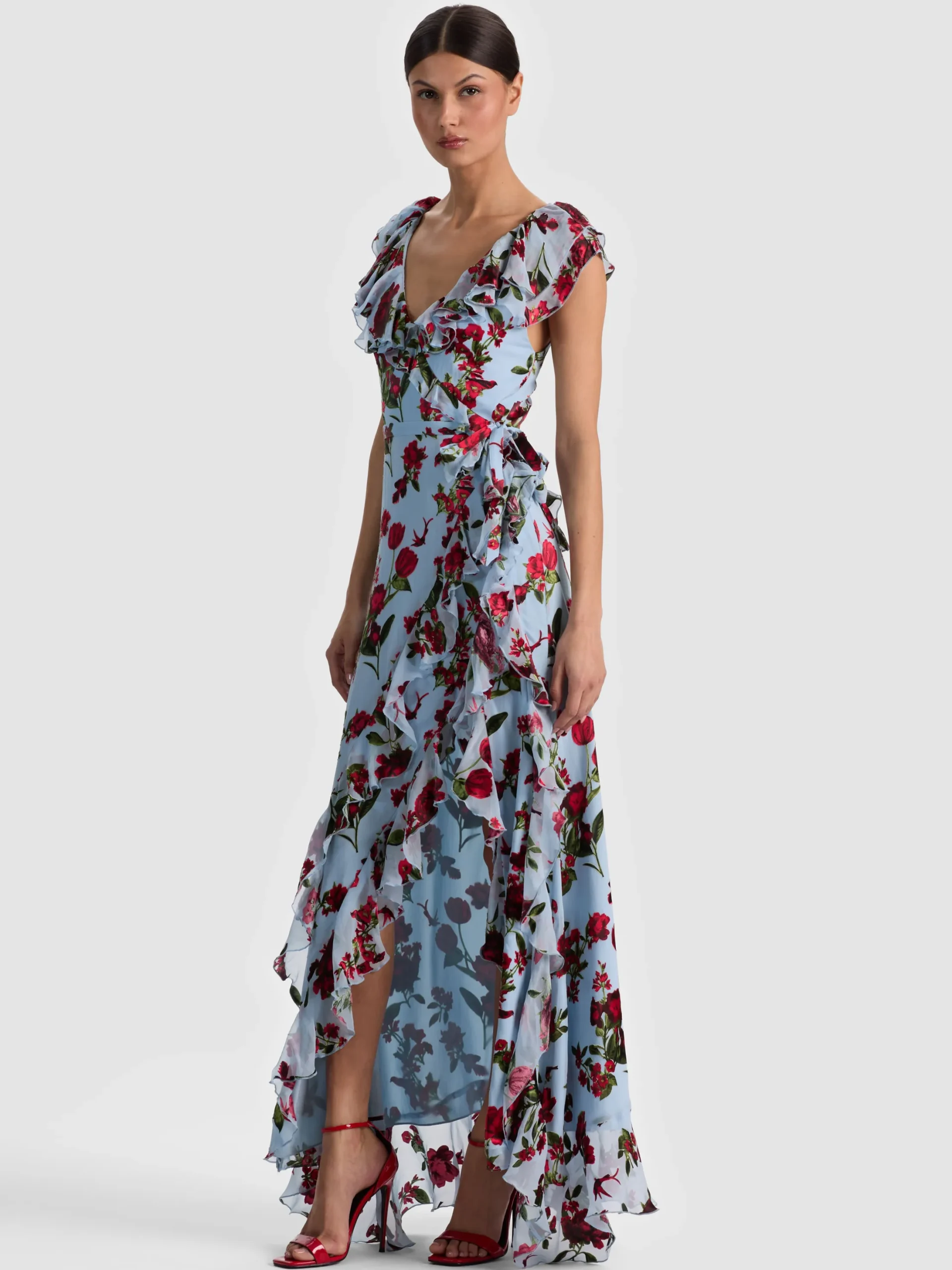 KRISTEN RUFFLE WRAP MAXI DRESS