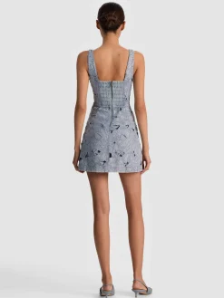 MARYANN LASER-CUT DENIM DRESS