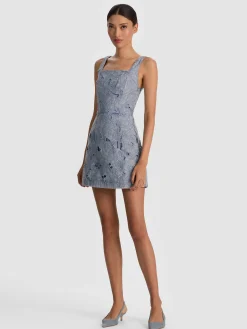 MARYANN LASER-CUT DENIM DRESS