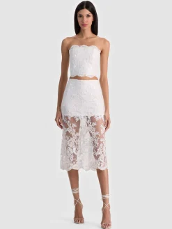 MEDINE EMBELLISHED LACE MIDI SKIRT