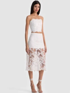MEDINE EMBELLISHED LACE MIDI SKIRT