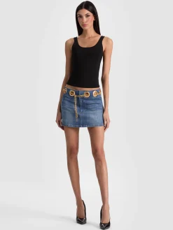 MORGANA CHAIN BELT DENIM MINI SKIRT