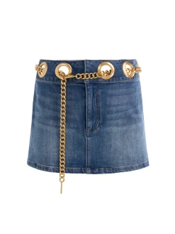MORGANA CHAIN BELT DENIM MINI SKIRT