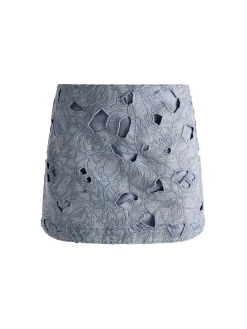 RUBI LASER-CUT DENIM SKIRT